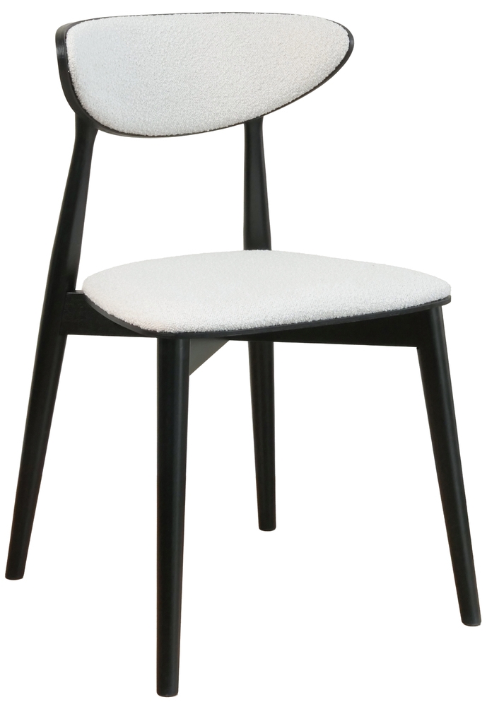 SELSEY Krzesło drewniane do jadalni Andally czarne/jasnobeżowe boucle