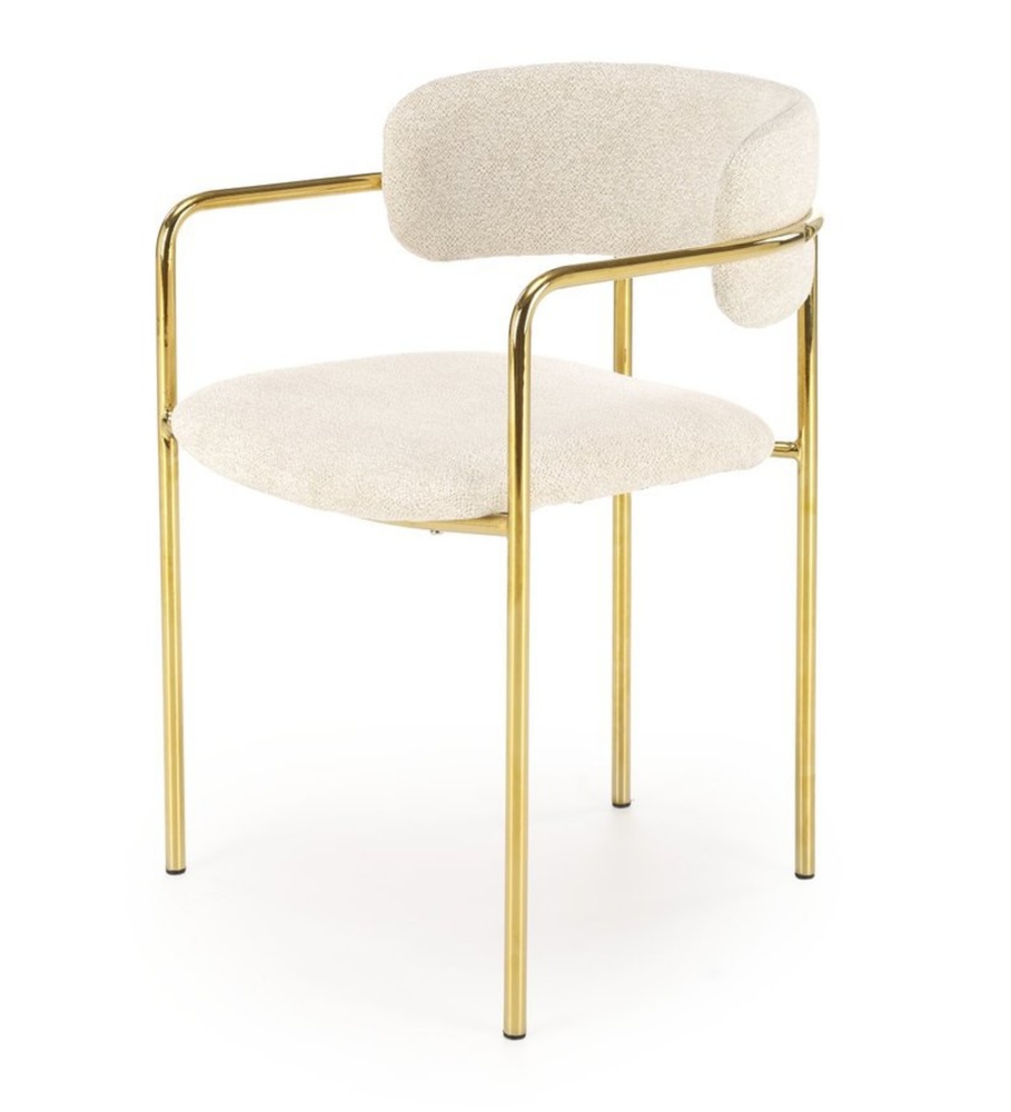SELSEY Krzesło tapicerowane Aubrow kremowa tapicerka/ złoty stelaż