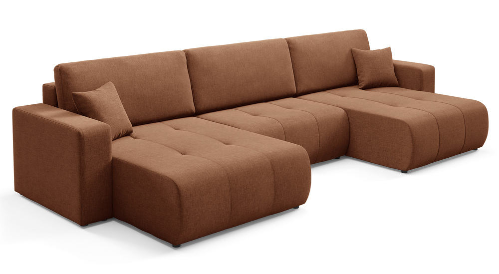 SELSEY Narożnik z funkcją spania Wind U-kształtny uniwersalny z pojemnikiem miedziany szenil