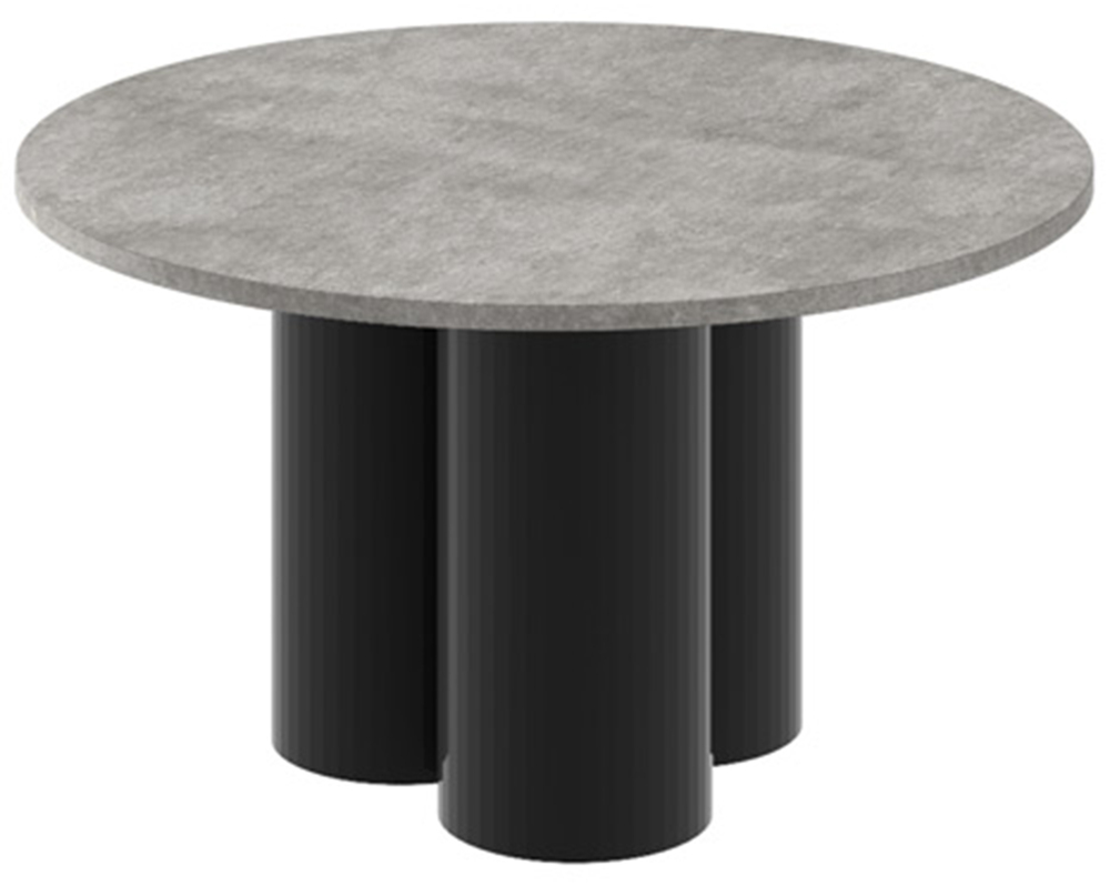 SELSEY Stolik kawowy Imprrese okrągły 80 cm szary kamień z czarną podstawą