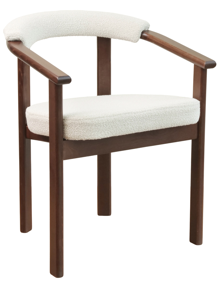 SELSEY Krzesło drewniane do jadalni Fingly orzech jasny/jasnobeżowe boucle