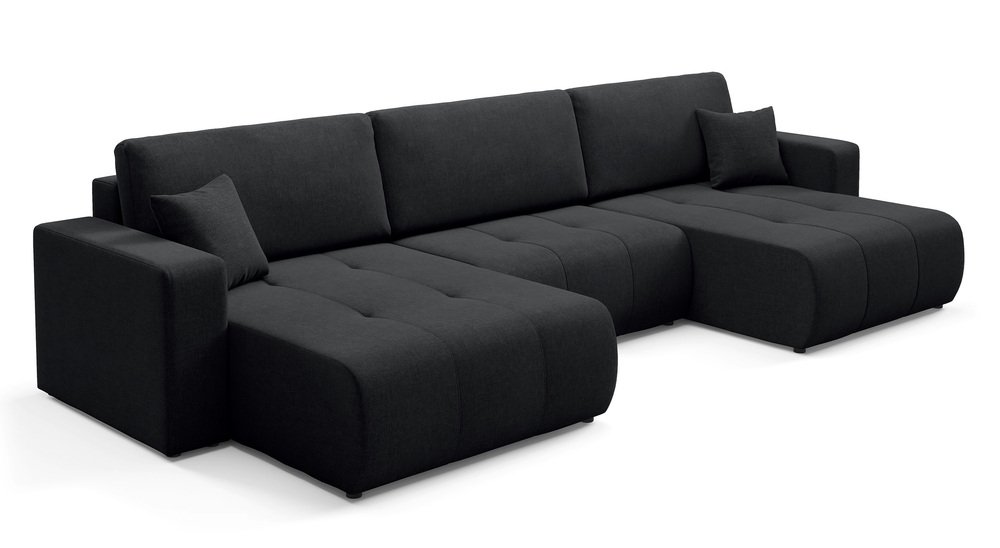 SELSEY Narożnik z funkcją spania Wind U-kształtny uniwersalny z pojemnikiem grafitowy szenil