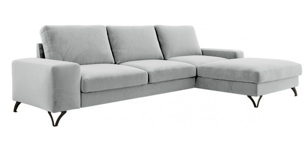 SELSEY Narożnik z funkcją spania Bewello L-kształtny z pojemnikiem jasnoszary welur łatwoczyszczący hydrofobowy prawostronny