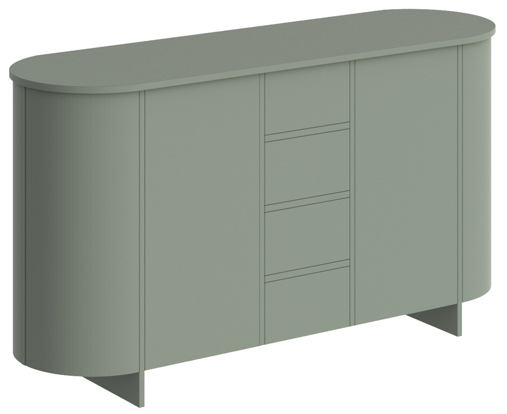 SELSEY Komoda dwudrzwiowa Reflicy z czterema szufladami 163 cm zielony mat