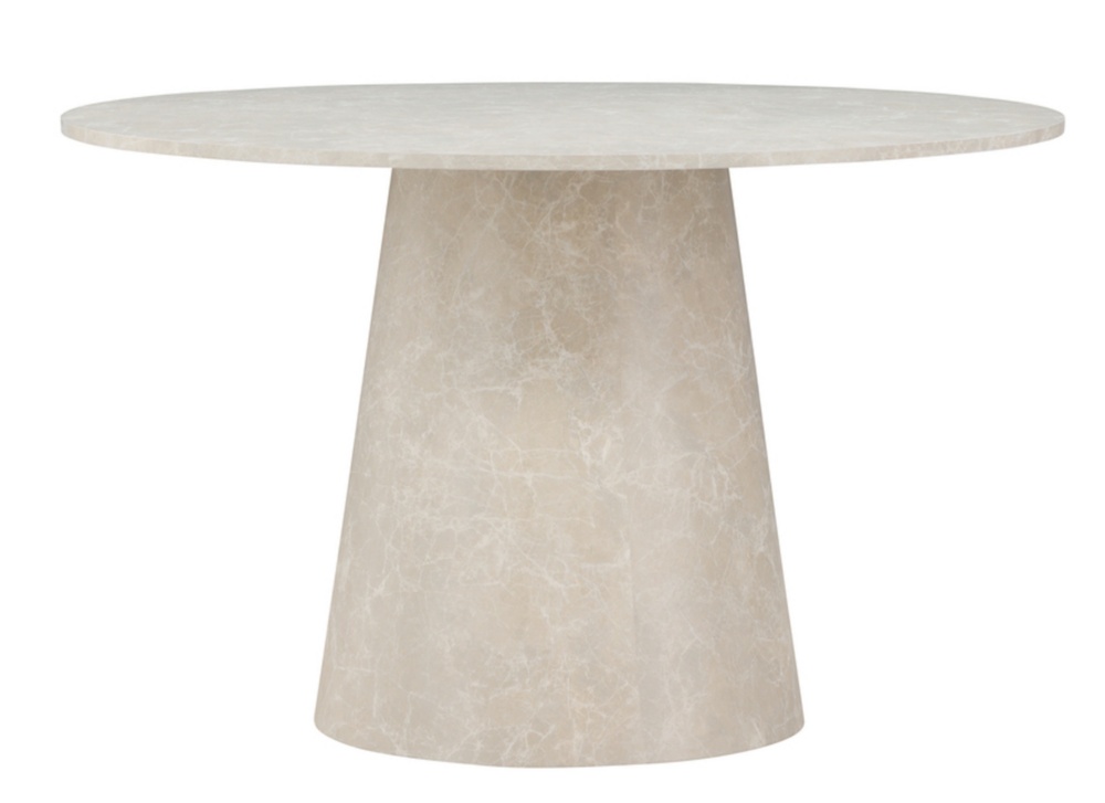 SELSEY Stół do jadalni Aggreter okrągły blat 120 cm beżowy marmur