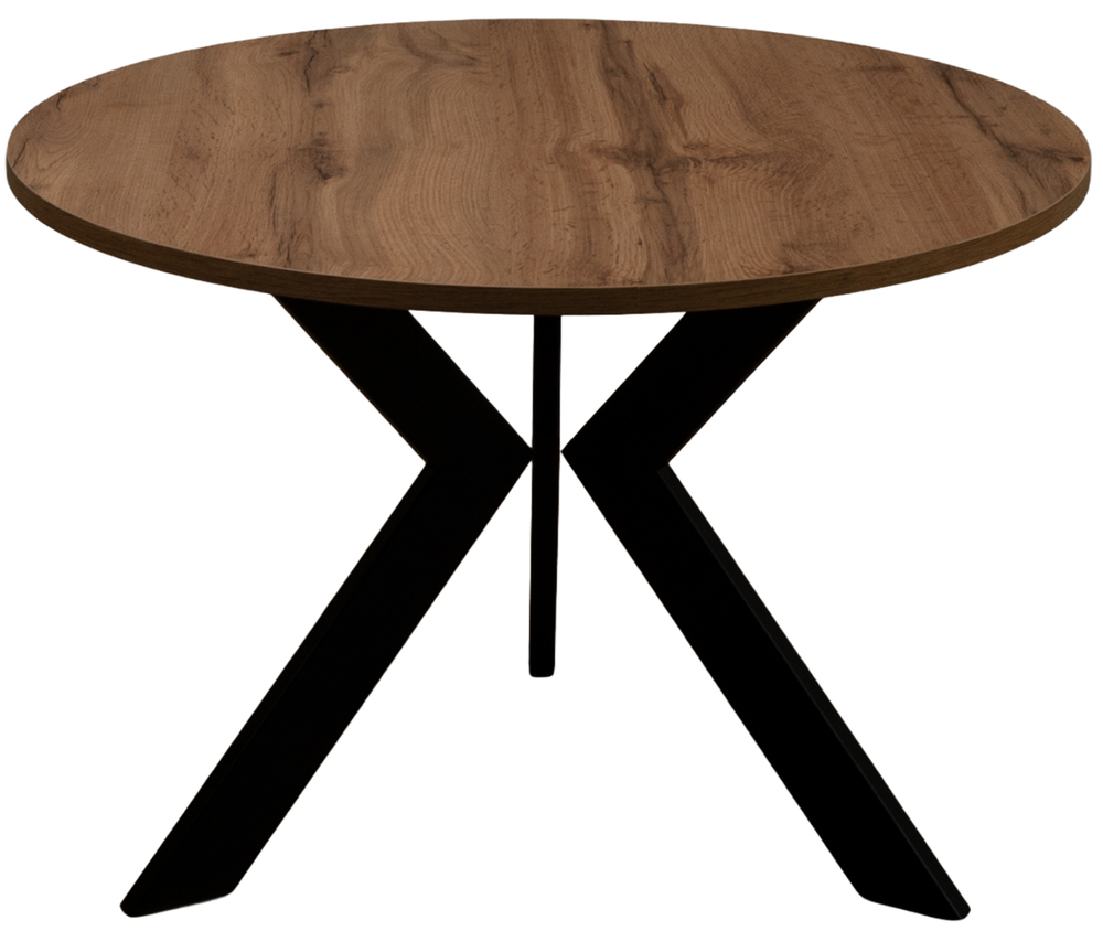 SELSEY Stolik kawowy Loussly okrągły 67 cm dąb wotan z czarnymi nogami