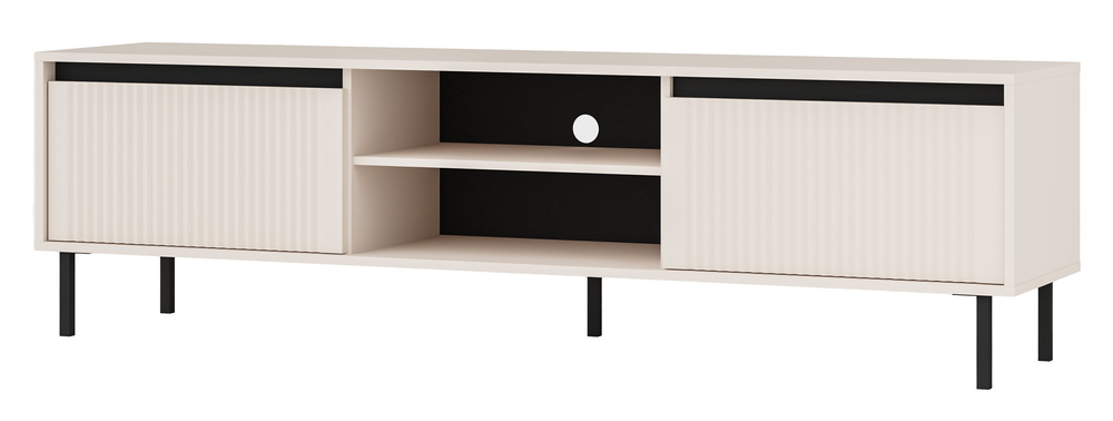 SELSEY Szafka RTV Osaka z dwiema szufladami i półką 179 cm beż piaskowy na czarnych nogach