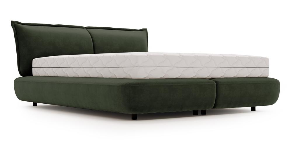 SELSEY Łóżko tapicerowane 160x200 cm Borbela ciemnozielone łatwoczyszczące