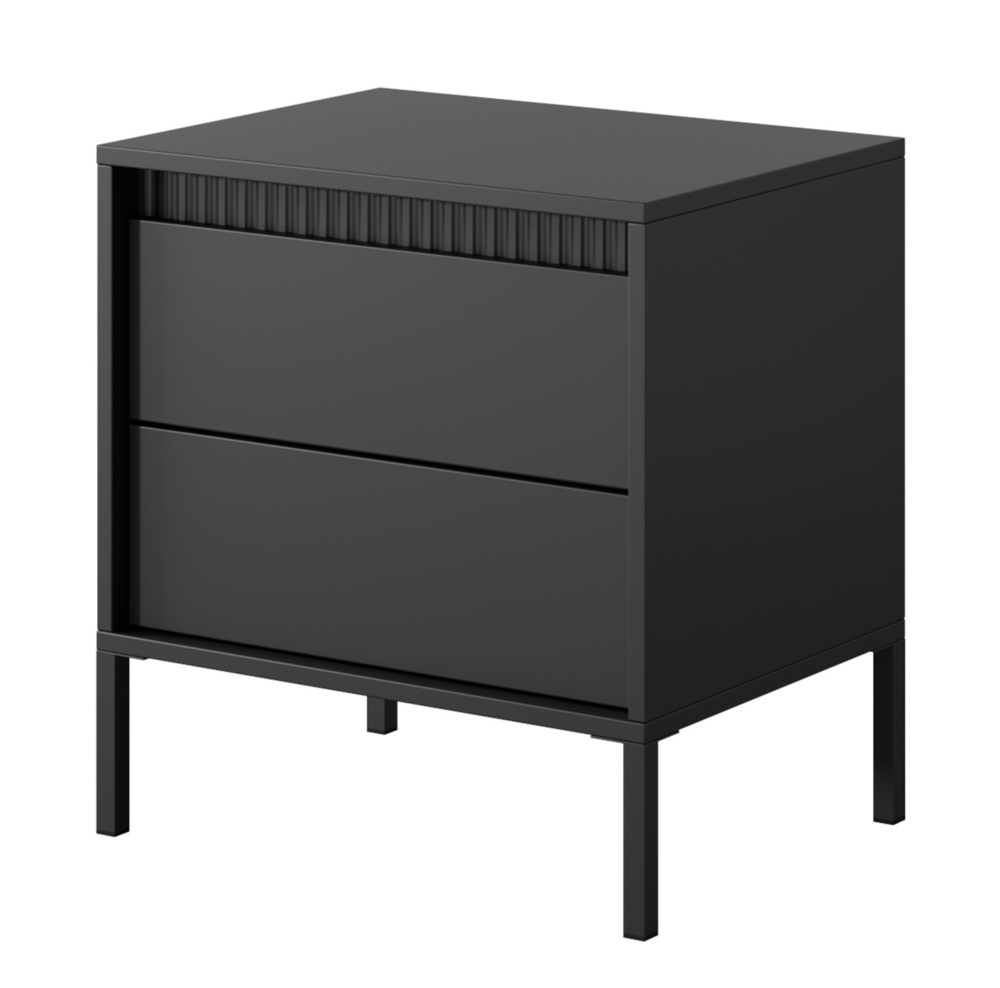 SELSEY Szafka nocna Falsetto z ryflowanymi frontami i szufladą 68 cm czarna