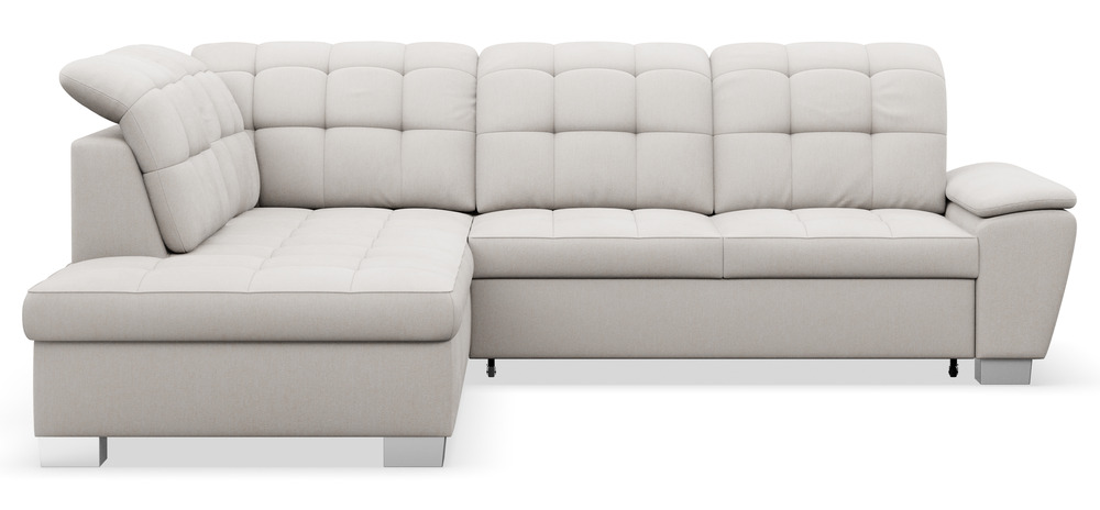 SELSEY Narożnik z funkcją spania Jamaal L-kształtny lewostronny z pojemnikiem kremowy plecionka