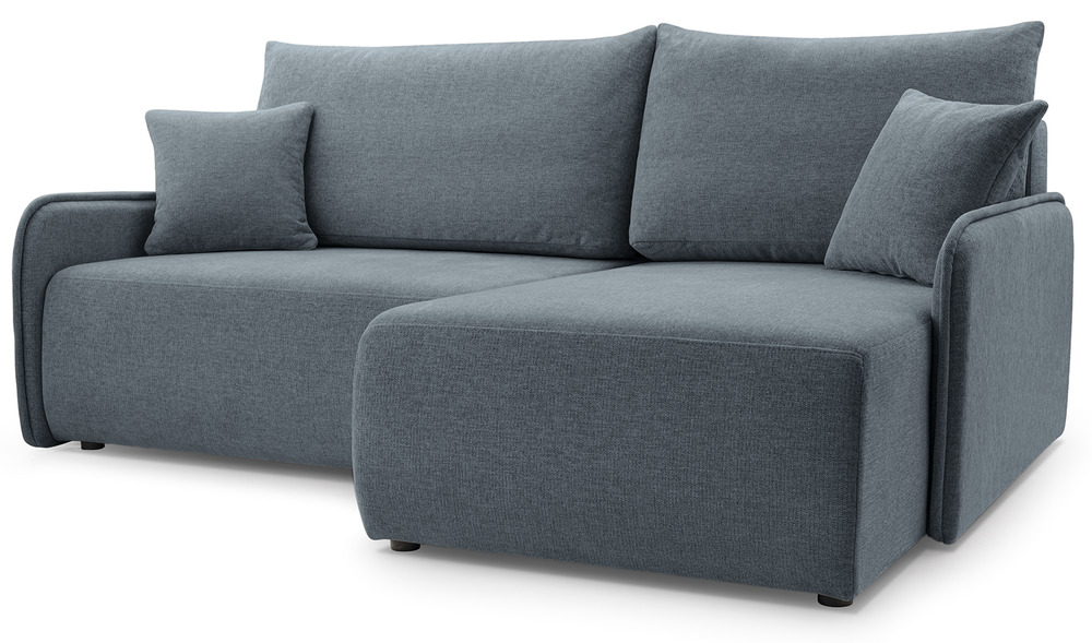 SELSEY Narożnik z funkcją spania Netarro L-kształtny prawostronny z pojemnikiem ciemnoszary szenil