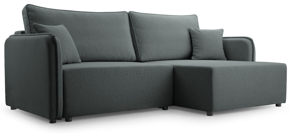 SELSEY Narożnik z funkcją spania Kassian L-kształtny prawostronny z pojemnikiem szary plecionka