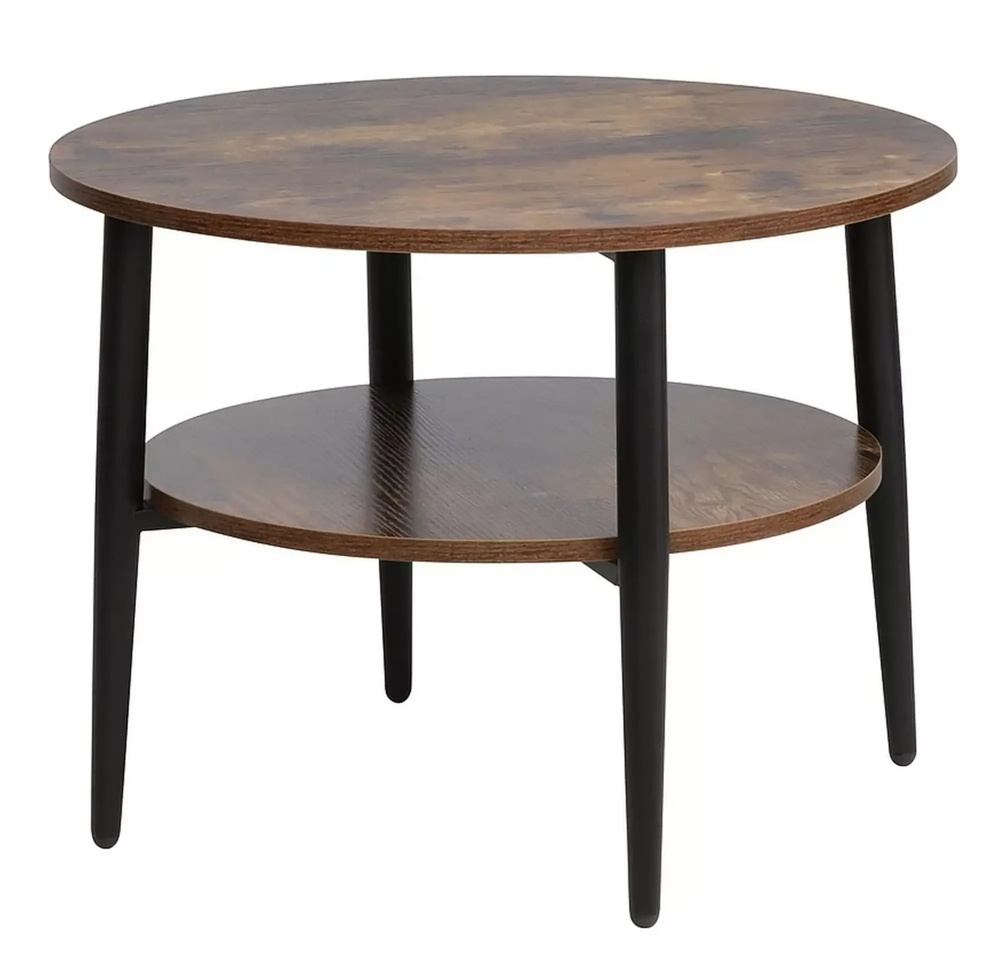 SELSEY Stolik kawowy Ella średnica 60 cm dąb rustykalny/ czarny