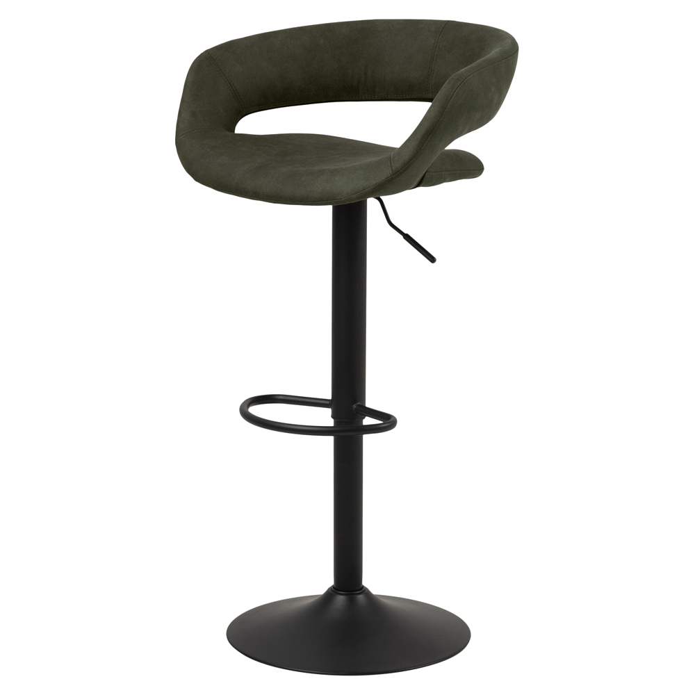 SELSEY Hoker tapicerowany Hannah oliwkowy na czarnej nodze