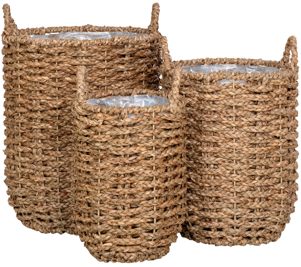 SELSEY Zestaw trzech koszy Rottically z trawy morskiej naturalne