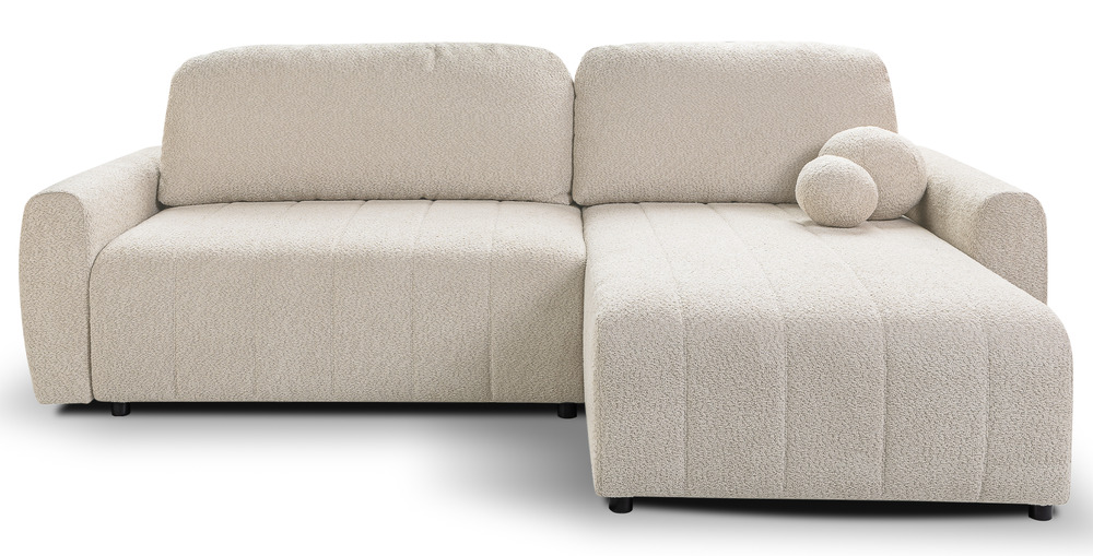 SELSEY Narożnik z funkcją spania Sigaru L-kształtny uniwersalny z pojemnikiem kremowy boucle