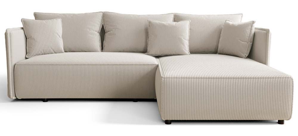 SELSEY Narożnik z funkcją spania Serelto L-kształtny prawostronny z pojemnikiem szarobeżowy sztruks