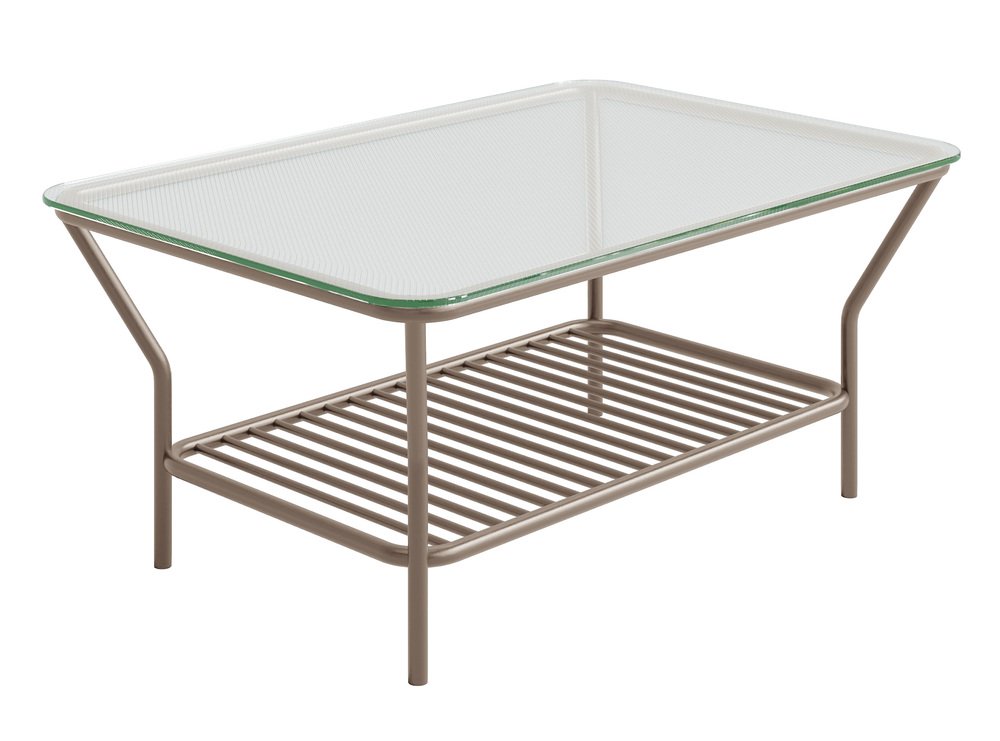 SELSEY Stolik kawowy Preggel 122x62 cm szklany blat/ beżowy stelaż