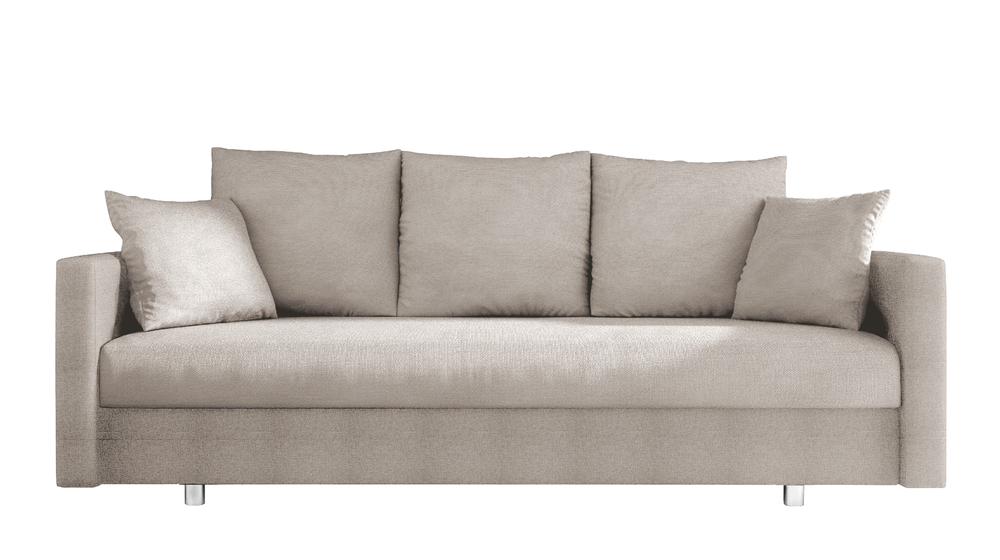 SELSEY Kanapa rozkładana trzyosobowa Sharoma kremowa z pojemnikiem welur hydrofobowy