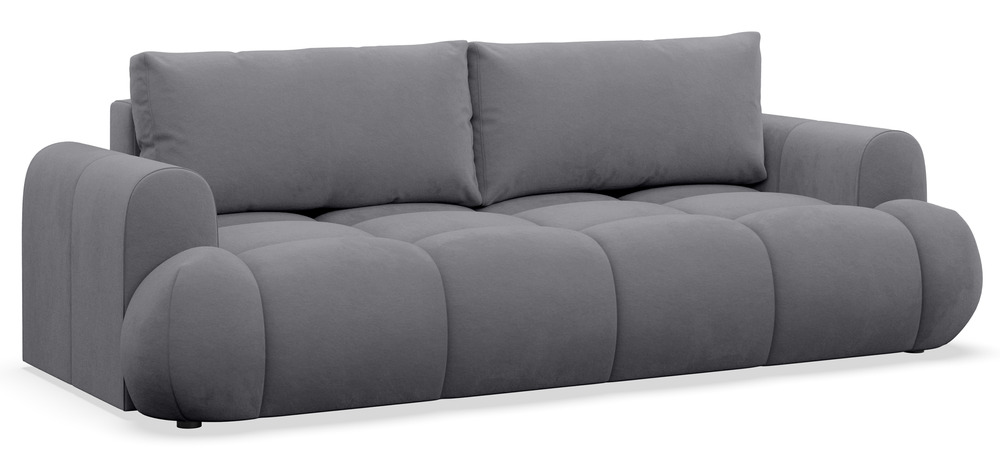 SELSEY Kanapa rozkładana trzyosobowa Ombo Doce z pojemnikiem szara welur hydrofobowy