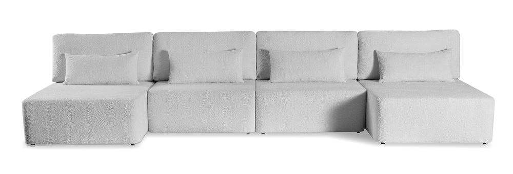 SELSEY Narożnik z funkcją spania Moduliano U-kształtny duży z pojemnikiem uniwersalny jasnoszary boucle