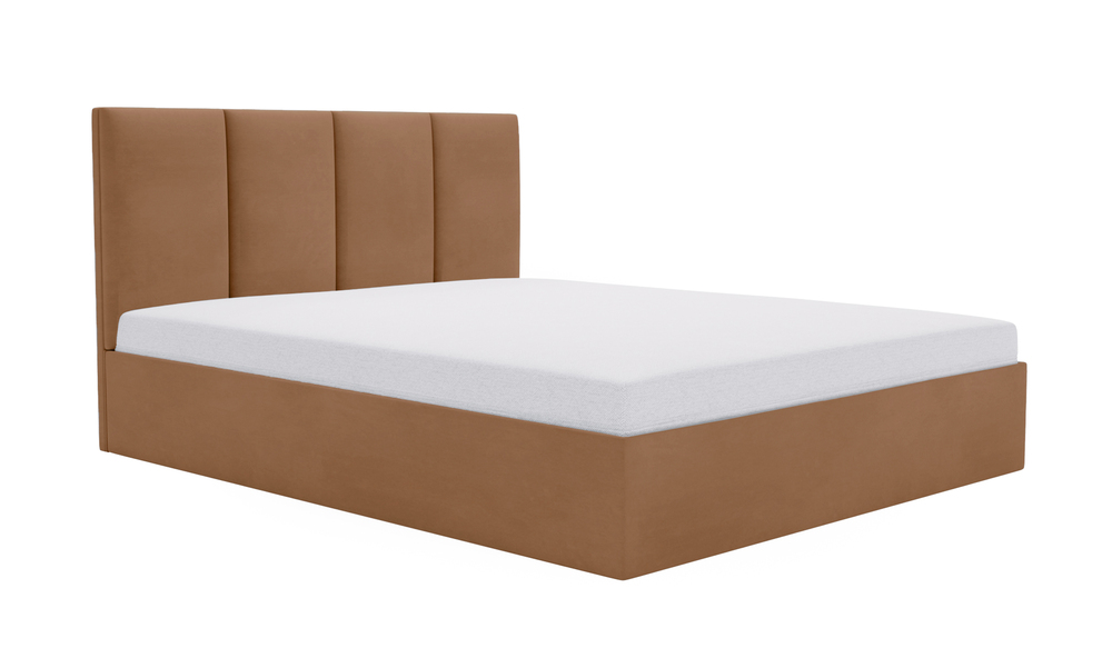 SELSEY Łóżko tapicerowane 160x200 cm Drimmi z pojemnikiem rudobrązowe velvet hydrofobowy