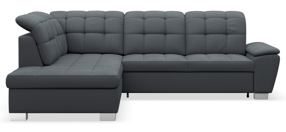 SELSEY Narożnik z funkcją spania Jamaal L-kształtny lewostronny z pojemnikiem ciemnoszary plecionka