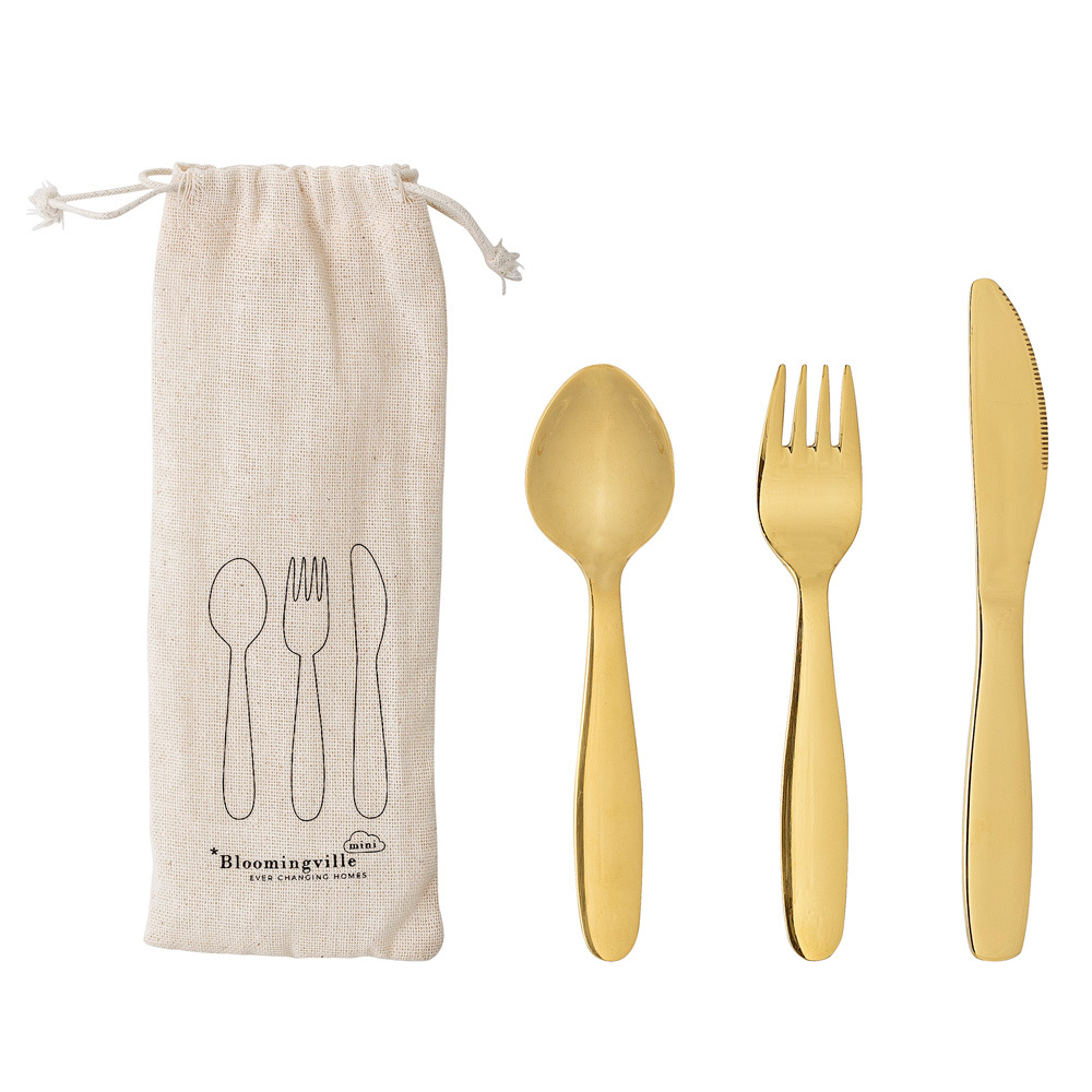 SELSEY Komplet sztućców dla dzieci Bloomingville Mallow złote