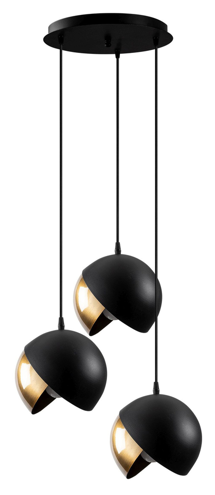 SELSEY Lampa wisząca Hortensis x3 na okrągłej podsufitce czarna/złota