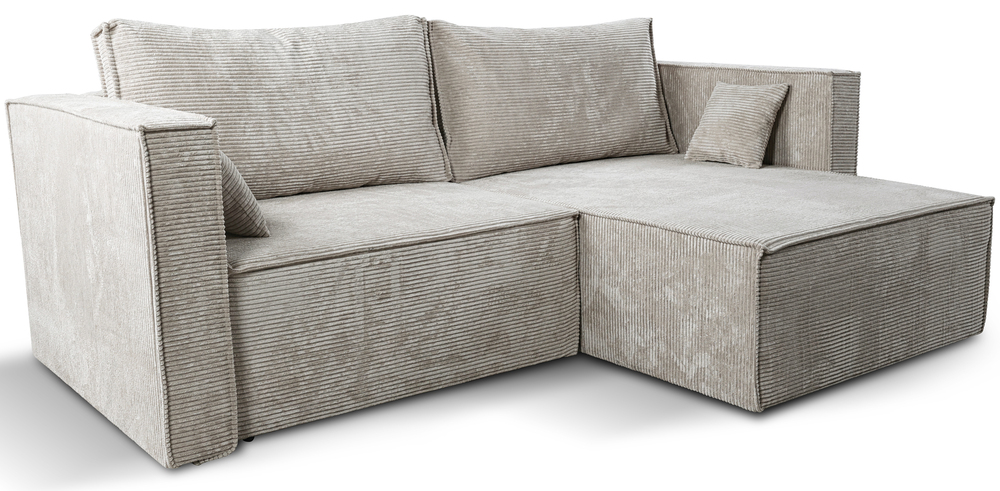 SELSEY Narożnik z funkcją spania Ontaro L-kształtny uniwersalny z pojemnikiem jasnobeżowy sztruks