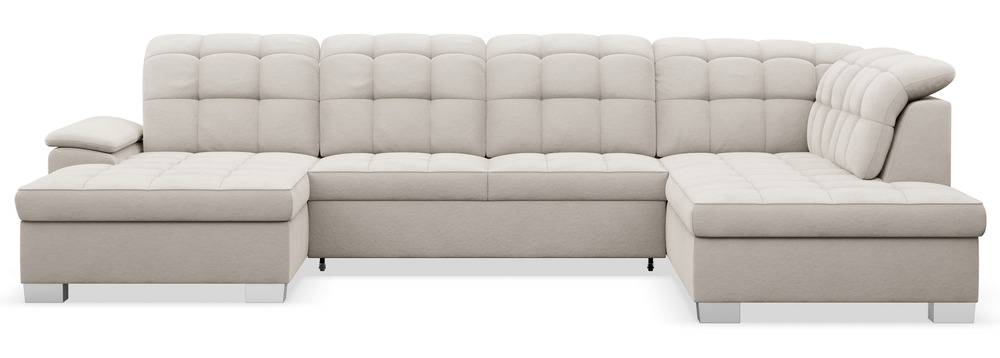 SELSEY Narożnik z funkcją spania Jamaal U-kształtny lewostronny z pojemnikiem szarobeżowy welur hydrofobowy