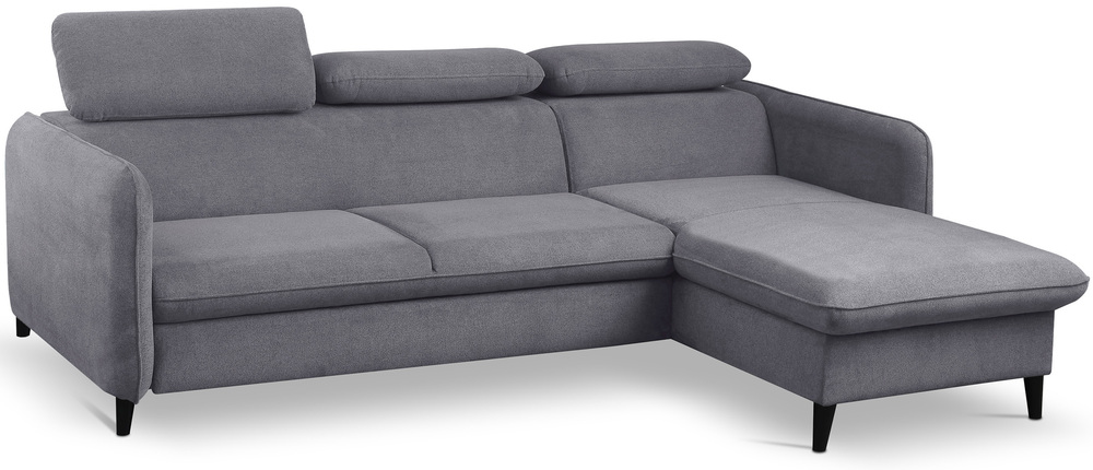 SELSEY Narożnik z funkcją spania Drene L-kształtny prawostronny z regulowanymi zagłówkami i pojemnikiem ciemnoszary szenil hydrofobowy