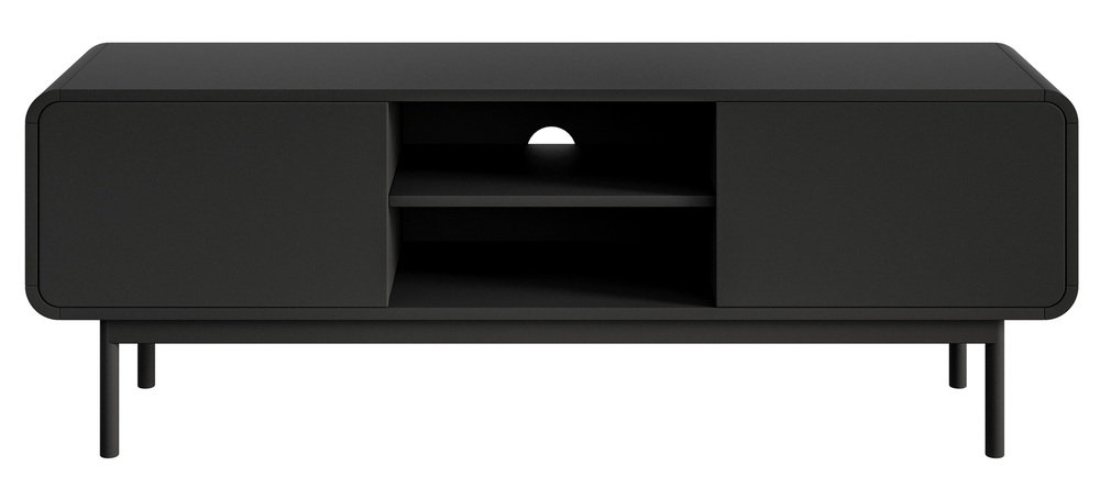 SELSEY Szafka RTV Oro 154cm z dwiema szufladami i wnęką na nóżkach czarna