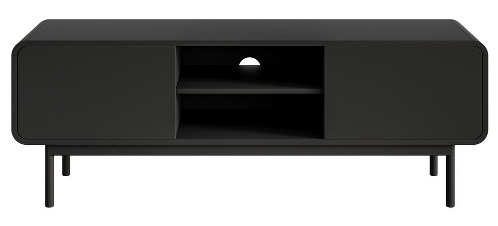SELSEY Szafka RTV Oro 154cm z dwiema szufladami i wnęką na nóżkach czarna