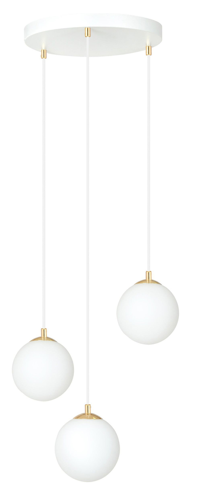 SELSEY Lampa wisząca Hanneys biało-złota na okrągłej podsufitce x3