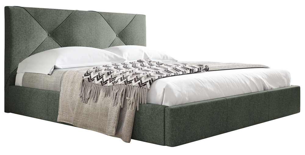 SELSEY Łóżko tapicerowane 160x200 cm Karinio z pojemnikiem na pościel szałwiowe plecionka