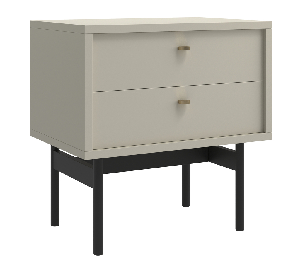 SELSEY Szafka nocna Olar z dwiema szufladami 55 cm kaszmir