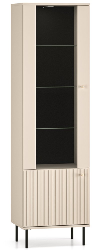 SELSEY Witryna jednodrzwiowa Caletto 55 cm ozdobne lamele beżowa