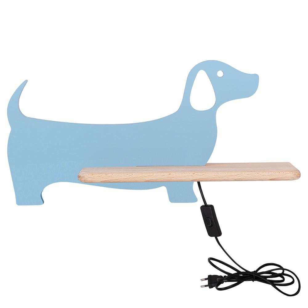 SELSEY Kinkiet ścienny do pokoju dziecięcego Dreamie piesek z przewodem niebieski