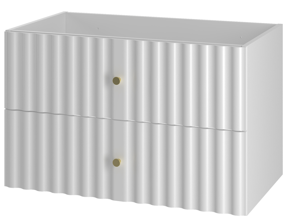 SELSEY Szafka pod umywalkę Aqua 80 cm ryflowane fronty biały mat