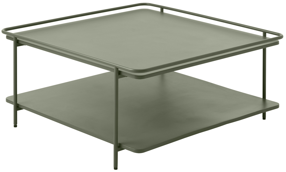 SELSEY Stolik kawowy Yuba 75x75 cm z półką oliwkowy