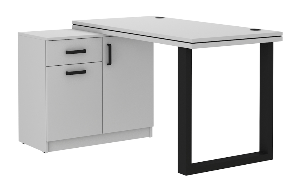 SELSEY Biurko z komodą Stundly z obwódką 138 cm Szary