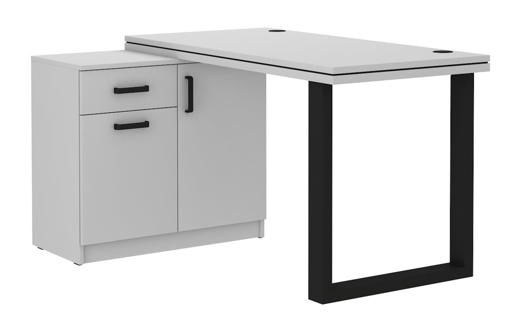 SELSEY Biurko z komodą Stundly z obwódką 138 cm Szary