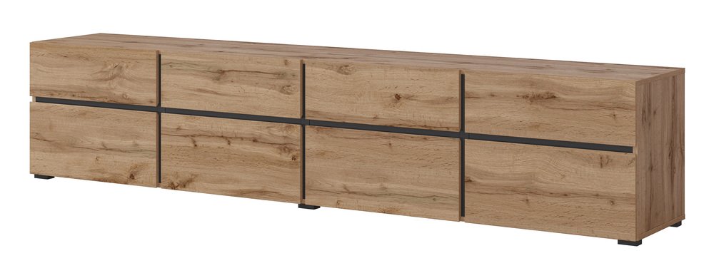 SELSEY Komoda Kruzoe 48 cm z czterema szufladami i czterema szafkami dąb wotan