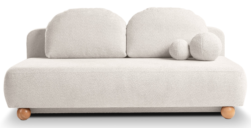 SELSEY Kanapa rozkładana trzyosobowa Fidavio z pojemnikiem kremowa boucle