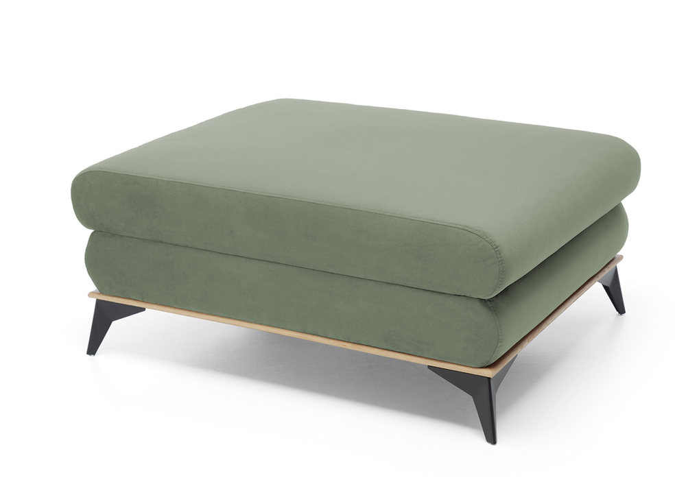 SELSEY Pufa Stoverto jasnozielona w tkaninie hydrofobowej welur