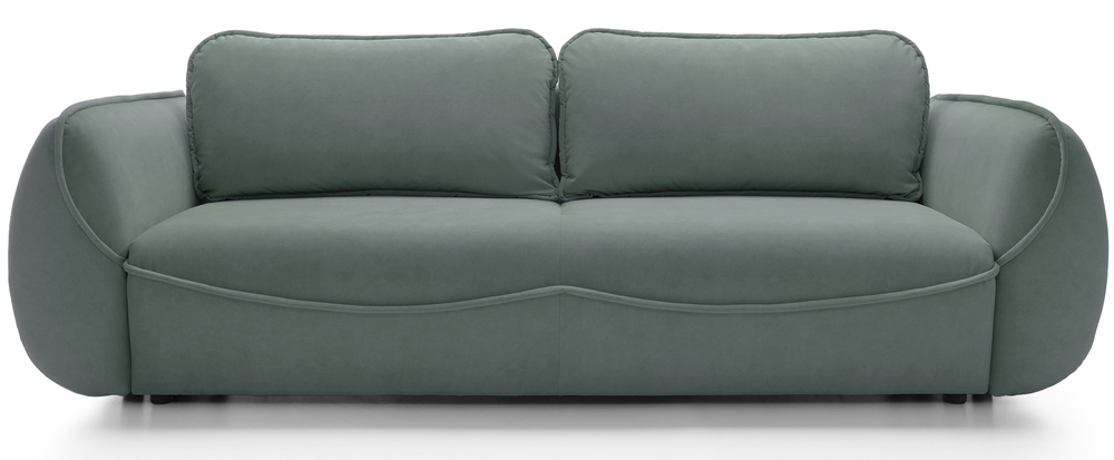 SELSEY Kanapa rozkładana trzyosobowa Cutie z pojemnikiem szałwiowa welur łatwoczyszczący