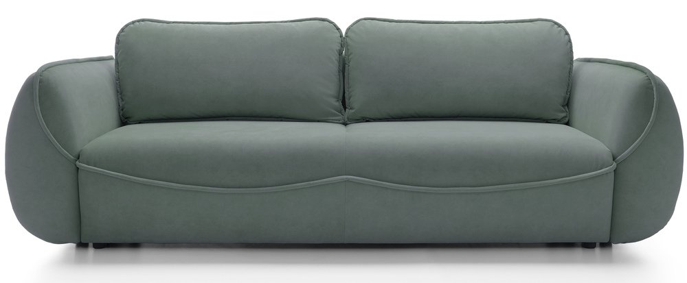 SELSEY Kanapa rozkładana trzyosobowa Cutie z pojemnikiem szałwiowa welur łatwoczyszczący