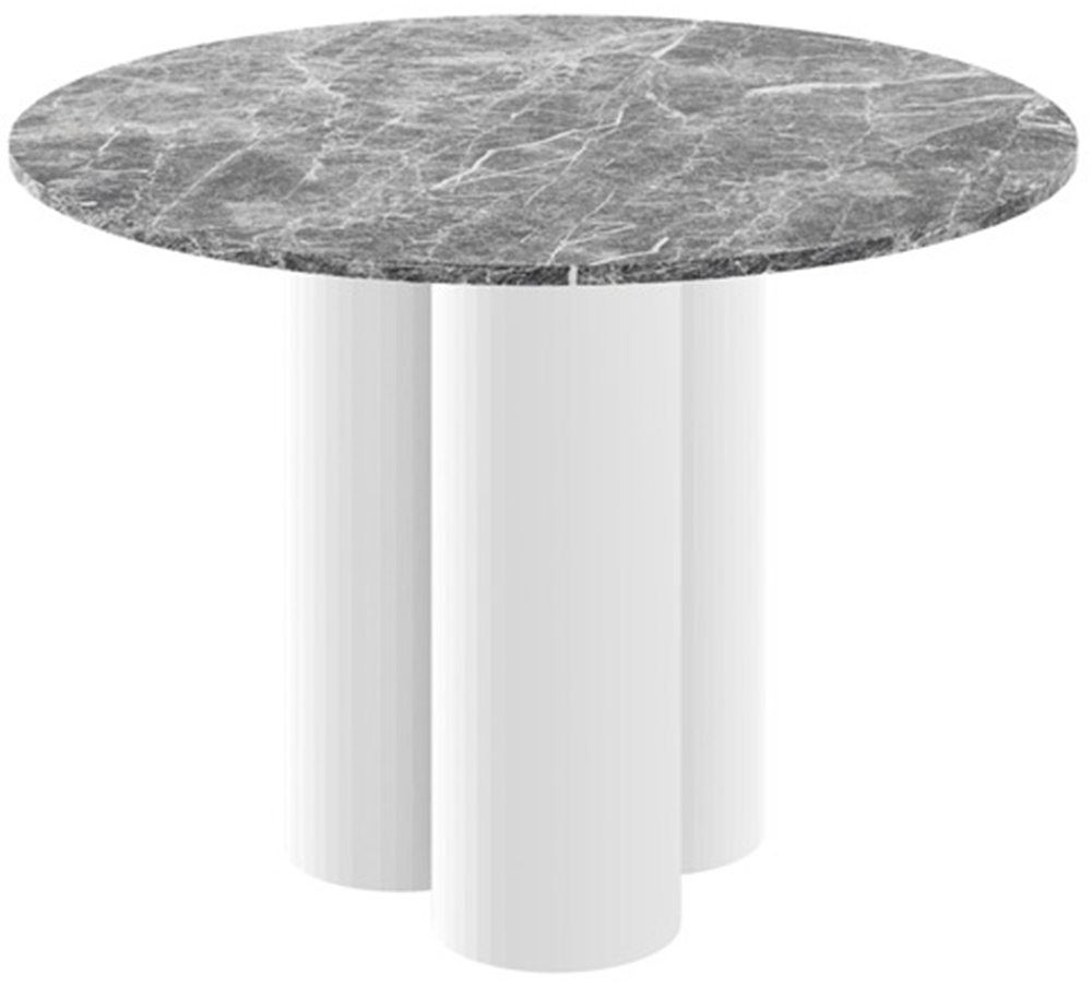 SELSEY Stół okrągły do jadalni Skylore 100 cm szary marmur ciemny z białą podstawą