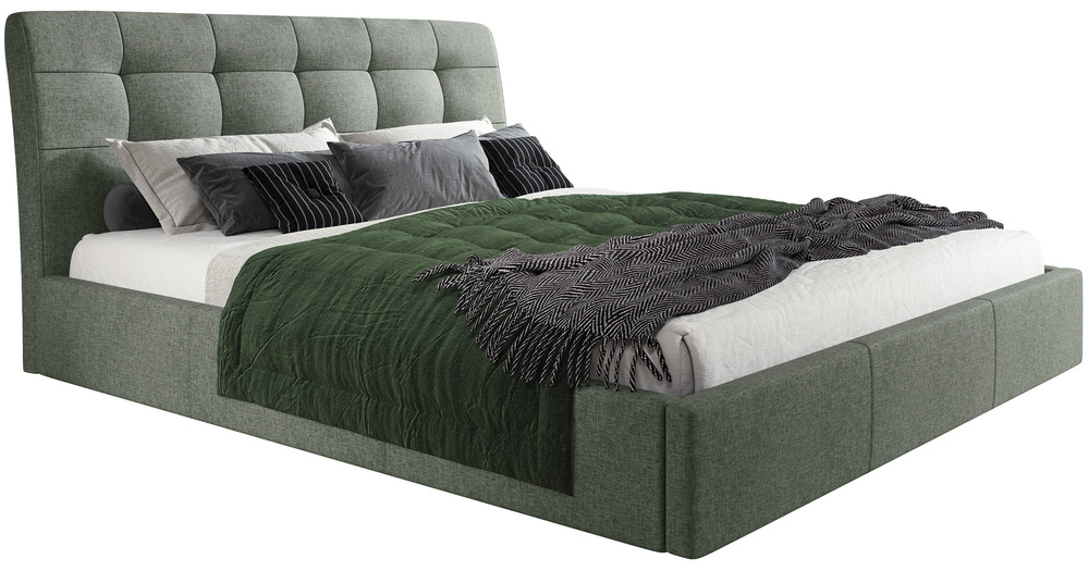 SELSEY Łóżko tapicerowane 160x200 cm Alneo z pojemnikiem szałwiowe plecionka
